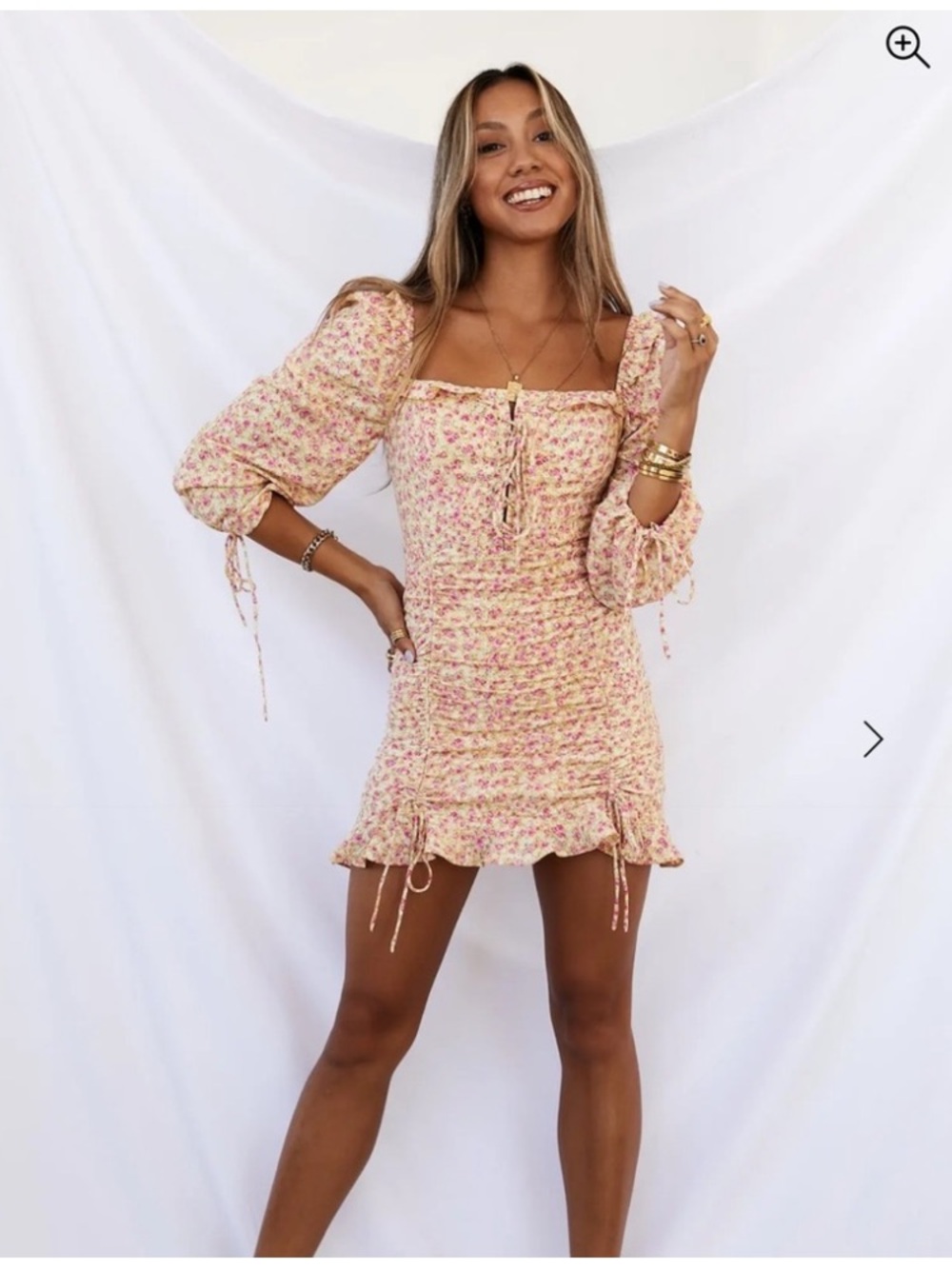 NWT HELLO MOLLY I Can Hear The Bells Dress Women Size 6 Pink/Yellow